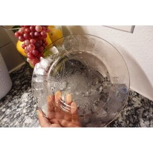 Vtg 1930s‎ Jeanette pink depression glass plate 9in round with embossed palm